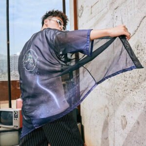 Kimono sous forme de Veste Longue dans un tissu semi-transparent