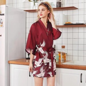 Robe de pyjama japonais style kimono pour femme