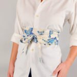 Ceinture Obi Blanche Motif Papillons