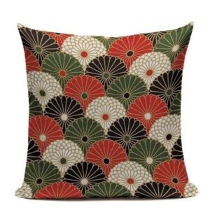 Housse de Coussin Motif Japonais - Chrysanthèmes