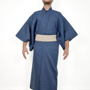 Yukata Japonais Rayé Bleu - M