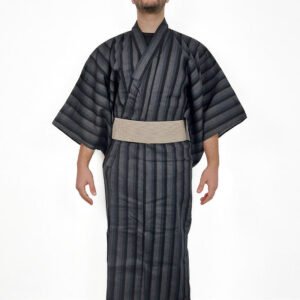 Yukata Japonais Rayé Noir - M